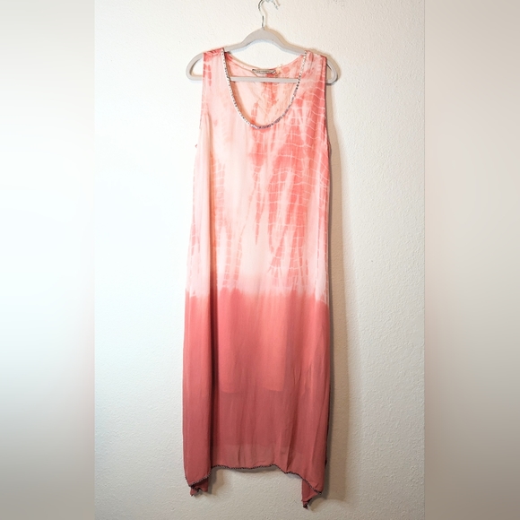 Soft Surroundings Dresses & Skirts - Soft Surroundings Make A Splash Tie Dye Ombre Coral Peach Maxi Dress Medium